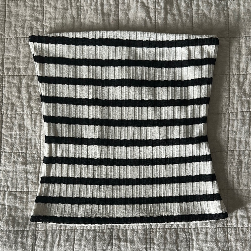 H&M Black and White Striped Tube Top